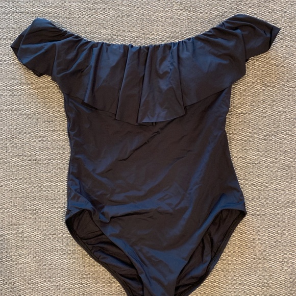 Trina Turk Black Off-Shoulder One Piece Swimsuit - Picture 1 of 4